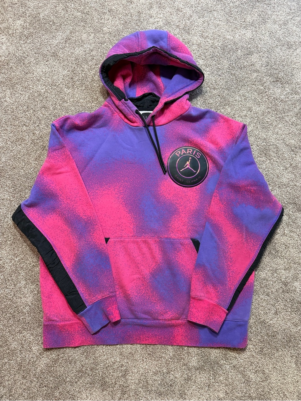 Jordan x Paris Saint-Germain Fleece Pink/Purple Tie Dye Hoodie size XL Psychic